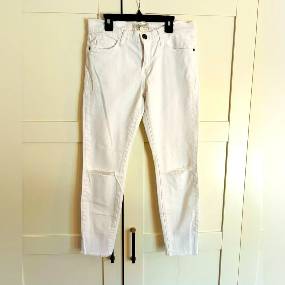 Current/Elliott White The Stiletto Ankle Skinny Jeans in White Size 28